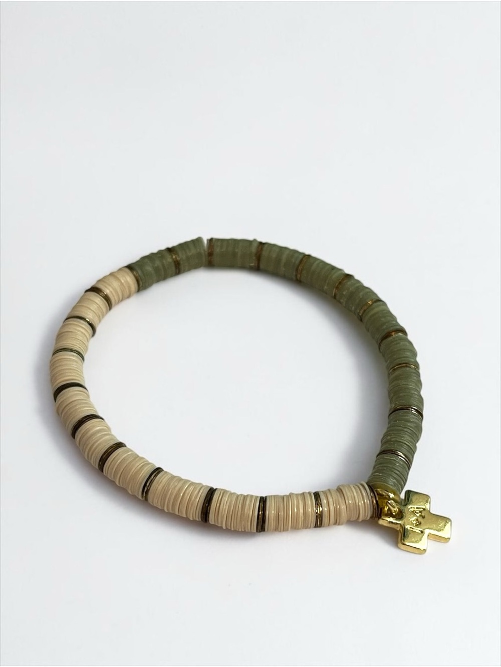 Ink + Alloy Two Tone Gold Tone Heishi Disk Bracelet CC X
